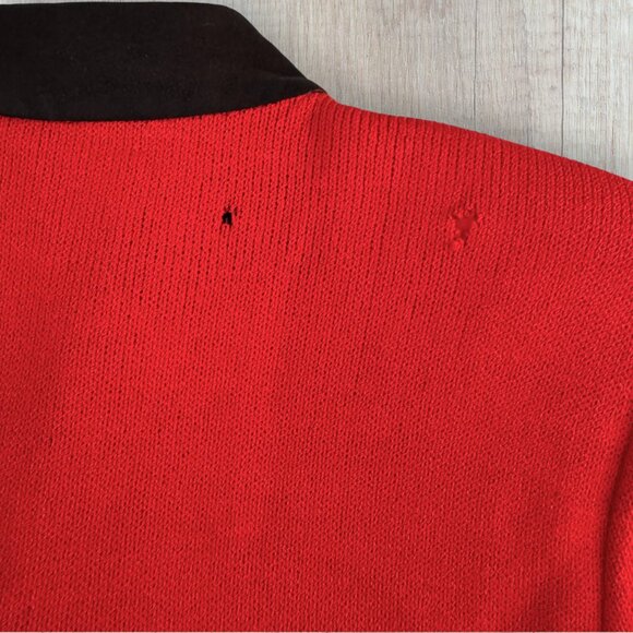 St. John Collection Red Black Knit Jacket Contrast Trim Gold Button Wool Blend 8 - Picture 6 of 7